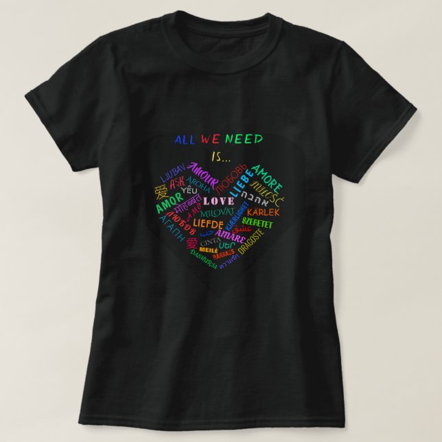 T - Shirt mit Multi Language Liebe Word Text (Design vorne)