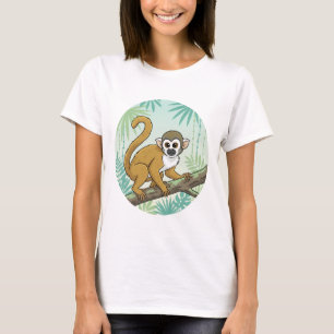 T-Shirt mit neugierigem Totenkopfäffchen im Dschun