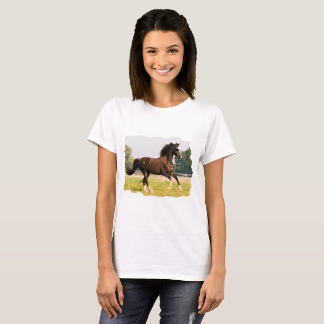 T-Shirt mit Pferd mit Sonnenbrille (Vorne ganz)