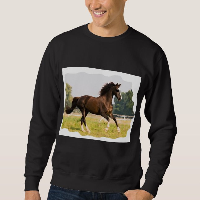 T-Shirt mit Pferd mit Sonnenbrille Sweatshirt (Vorderseite)