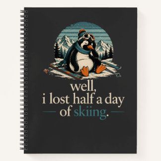 T-Shirt mit Pinguin beim Skifahren - Ich verlor ei Notizbuch