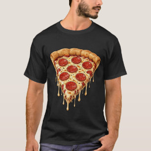 T-Shirt mit Pizza-Scheibe und tropfendem Käse - Mi