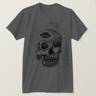 T-Shirt mit Schädel-Holzschnittdruck