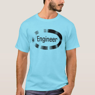 T-Shirt mit schwarzem ovalem Ingenieur-Aufdruck