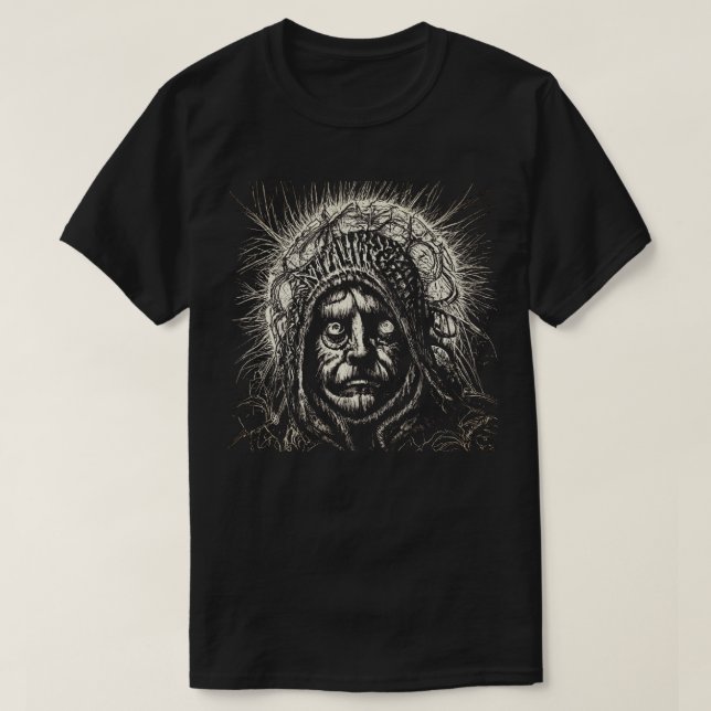 T - Shirt mit schwarzem und weißem Scratchboard (Design vorne)