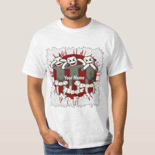 T-Shirt mit Sock Monkeys 'Sprich kein Böses'