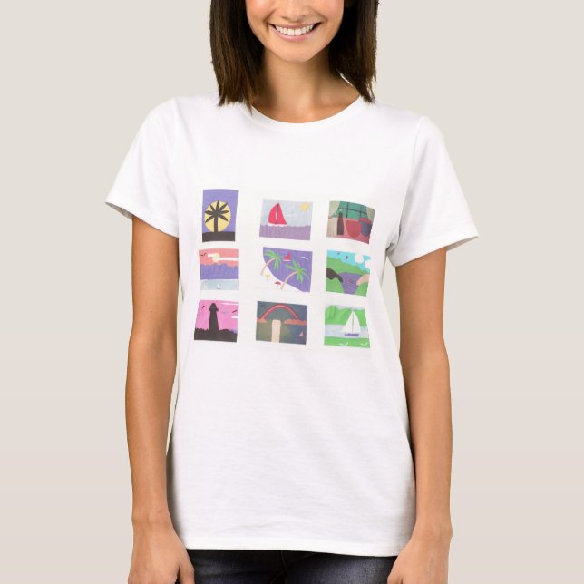 T - Shirt mit Strand- und Nature-Designs (Vorderseite)