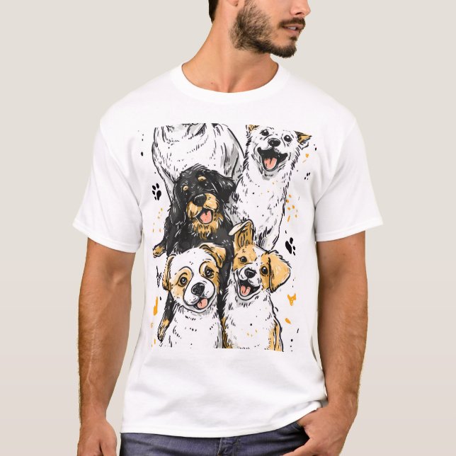 T-Shirt mit süßen Hundegrafiken (Vorderseite)