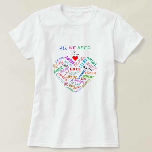 T - Shirt mit Text Multi Language Liebe Word (Design vorne)