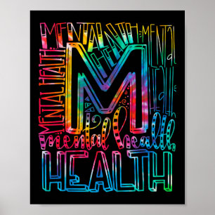 T-Shirt mit Tie-Dye-Muster für psychische Gesundhe Poster