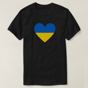 T-Shirt mit ukrainischer Flagge und Herz in Solida