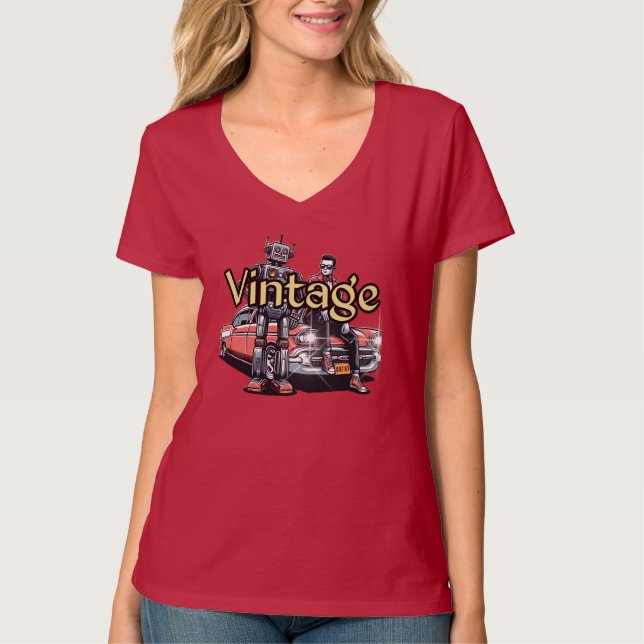 T-Shirt mit V-Ausschnitt für Damen (Vorderseite)