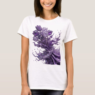T-Shirt mit verspielter violetter ABSTRACT ART Aus