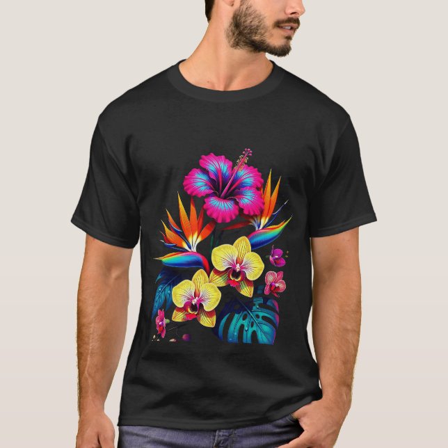 T-Shirt mit Vintage-Botanik-All-Over-Muster (Vorderseite)