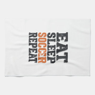 T-Shirt mit Vintage-Typografie: Essen Schlafen Fuß Geschirrtuch