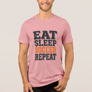 T-Shirt mit Vintage-Typografie: Essen Schlafen Fuß Tri-Blend Shirt