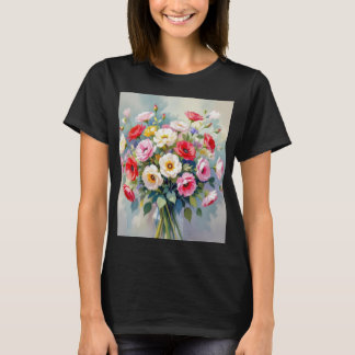 T-Shirt mit Wasserfarben-Blumenstrauß