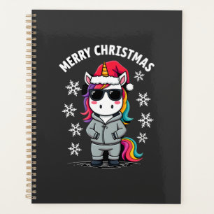 T-Shirt mit Weihnachts-Einhorn und Santa-Hut (3) Planer