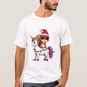 T-Shirt mit Weihnachtslichtern Eichhörnchen reitet