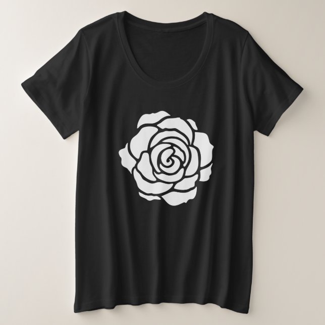T - Shirt mit weißer Rose Plus Größe (Design vorne)