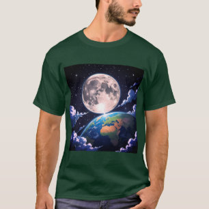 T-Shirt "Mond und Planet Erde"