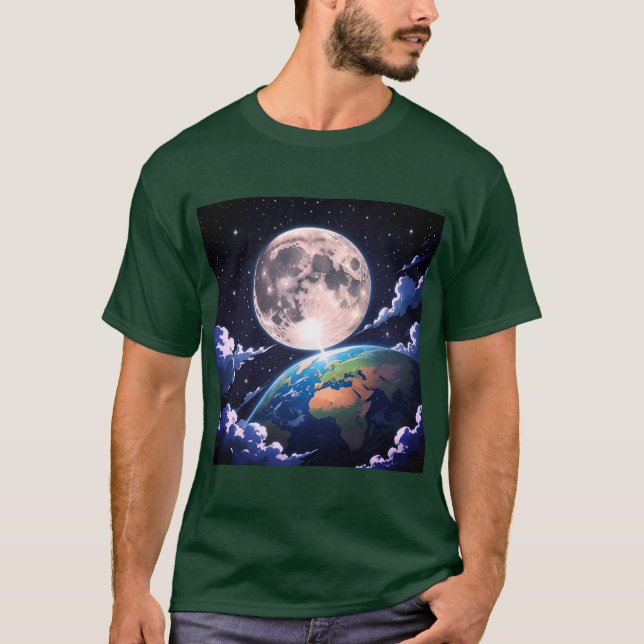T-Shirt "Moon And Planet Earth" (Vorderseite)