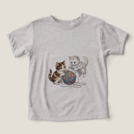 T-Shirt Niedliche Spielende Kätzchen mit Wollknäue