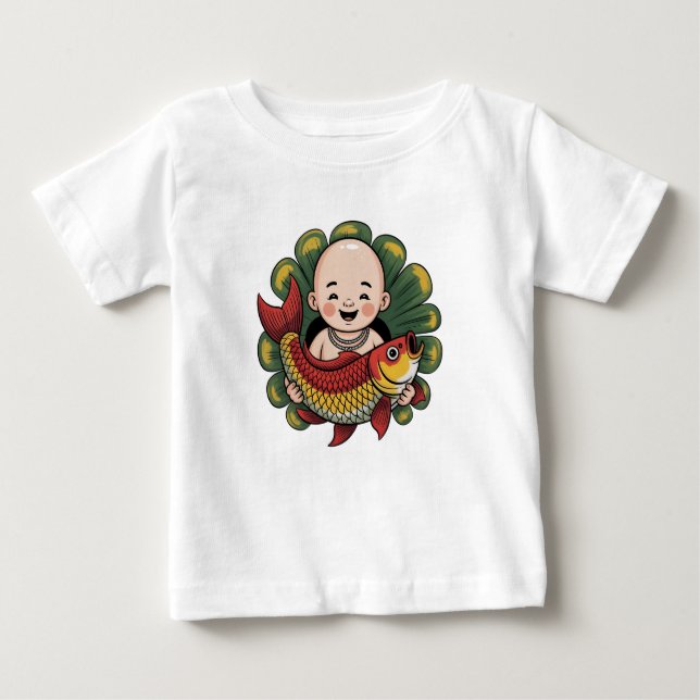 T-Shirt | Niedlicher Junge mit Lucky Koi (Vorderseite)