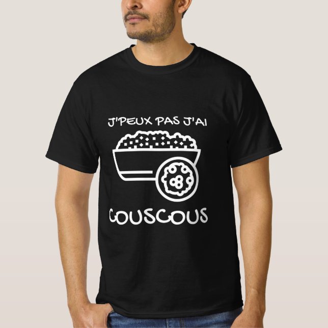 T - Shirt noir "J'peux pas j'ai Couscous" (Vorderseite)