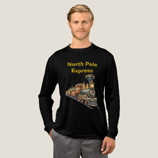 T - Shirt-Nord-Pole-Express-Langschlauch-Dreiblend Tri-Blend Shirt (Volle Vorderseite)