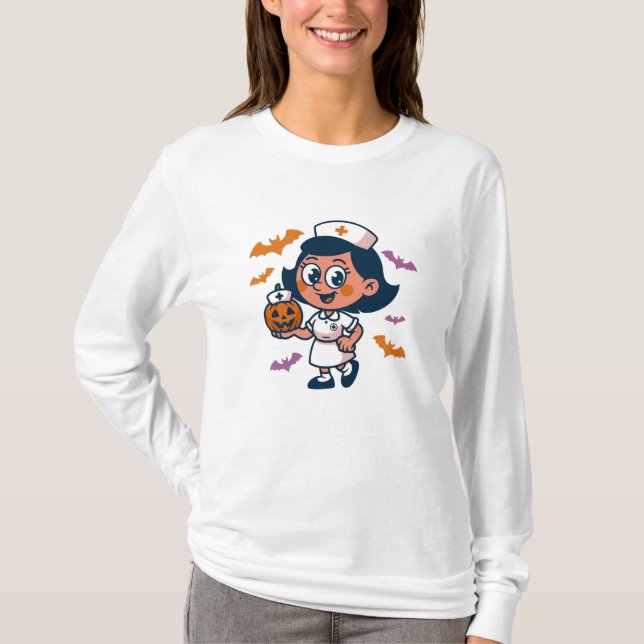 T - Shirt Nurse Halloween Spaß - Spooky Shift Magi (Vorderseite)