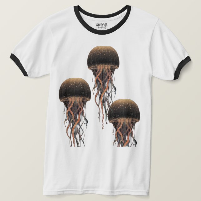 T - Shirt Ocean's Grace: Quallen Minimalistisches  (Design vorne)