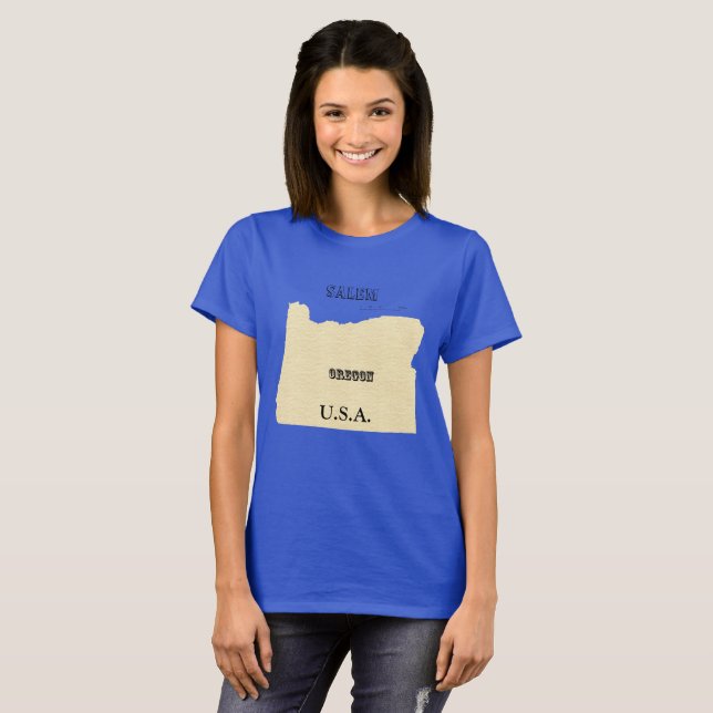 T - Shirt - Oregon Karte mit Stadt (Vorne ganz)