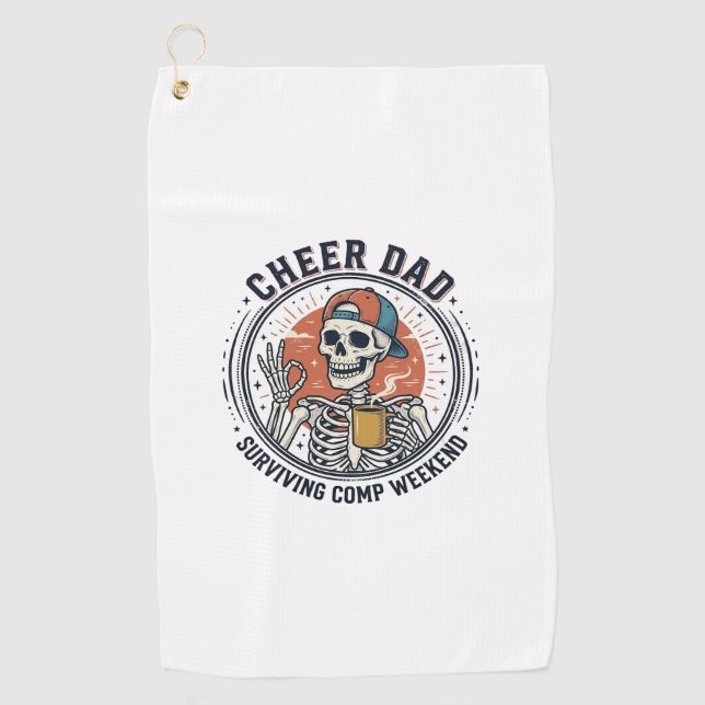 T-Shirt Papa überlebt Wettbewerbswochenende Skelet Golfhandtuch (Vorderseite)