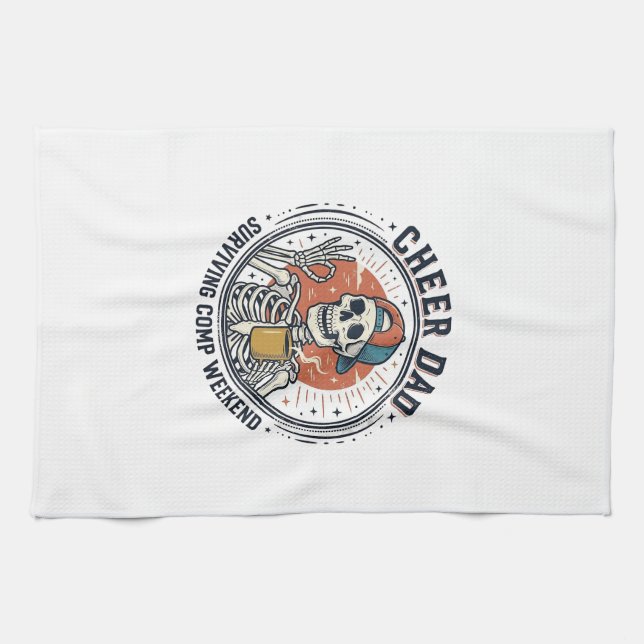 T-Shirt Papa überlebt Wettkampf-Wochenende Skelett Geschirrtuch (Horizontal)