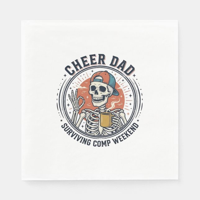 T-Shirt Papa überlebtes Wettbewerbswochenende Skel Serviette (Vorderseite)