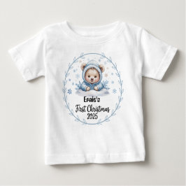 T - Shirt-Personalisiert Baby First Xmas 2025-Boy Baby T-shirt