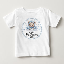 T - Shirt-Personalisiert Baby First Xmas 2025-Boy T-shirt