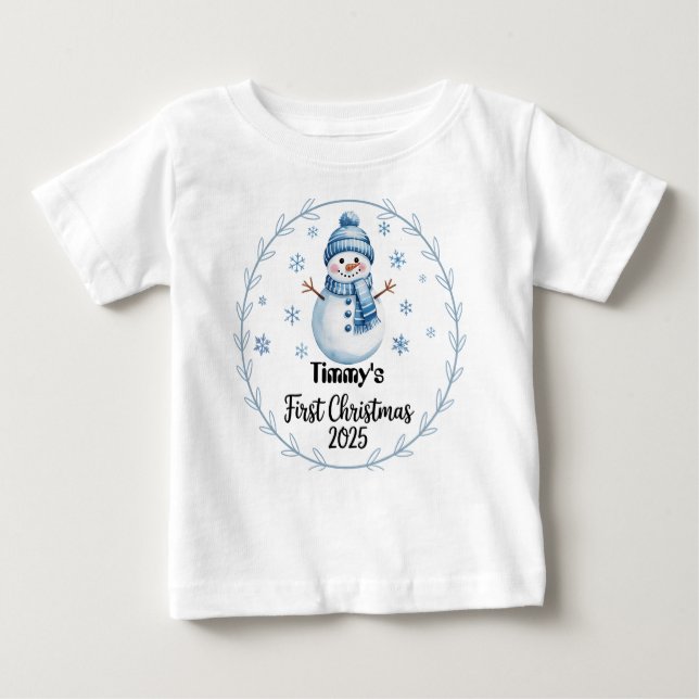 T - Shirt-Personalisiert Baby's First Xmas 2025-Bo Baby T-shirt (Vorderseite)