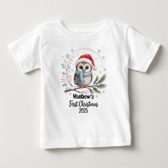 T - Shirt-Personalisiert Baby's First Xmas 2025-Bo Baby T-shirt (Vorderseite)