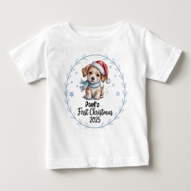 T - Shirt-Personalisiert Baby's First Xmas 2025-Bo Baby T-shirt (Vorderseite)