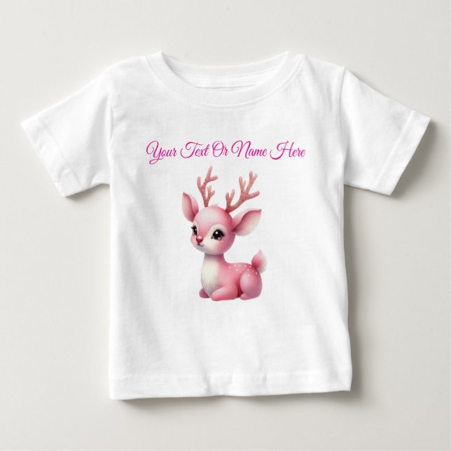 T - Shirt Personalisiert Pink Christmas Baby Jerse (Vorderseite)
