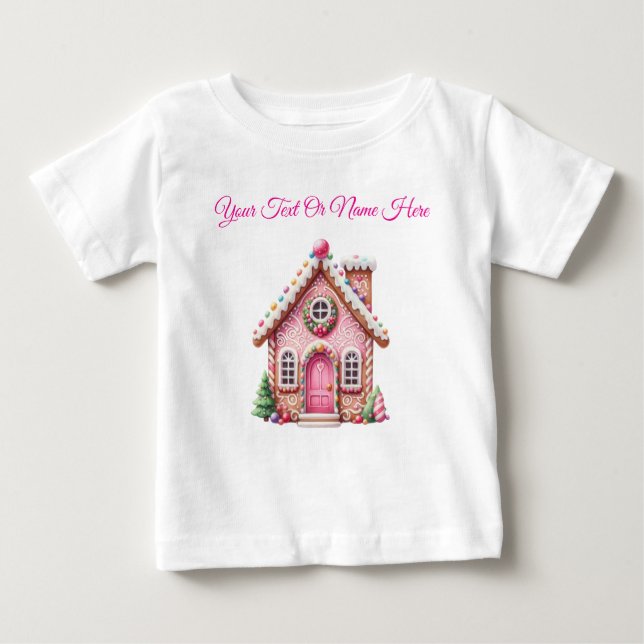 T - Shirt Personalisiert Pink Christmas Baby Jerse (Vorderseite)