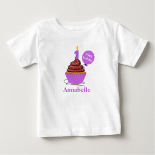 T-Shirt personalisierter lila Cupcake zum ersten G