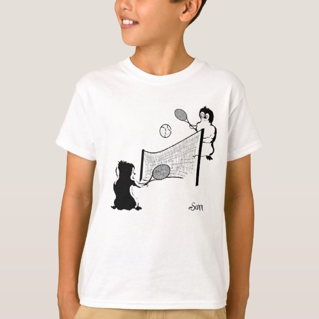T-Shirt : Pinguine beim Spielen . (Vorderseite)