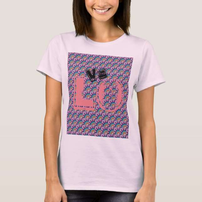T - SHIRT PINK LIEBE FRAUEN MANDALA BLAUE (Vorderseite)