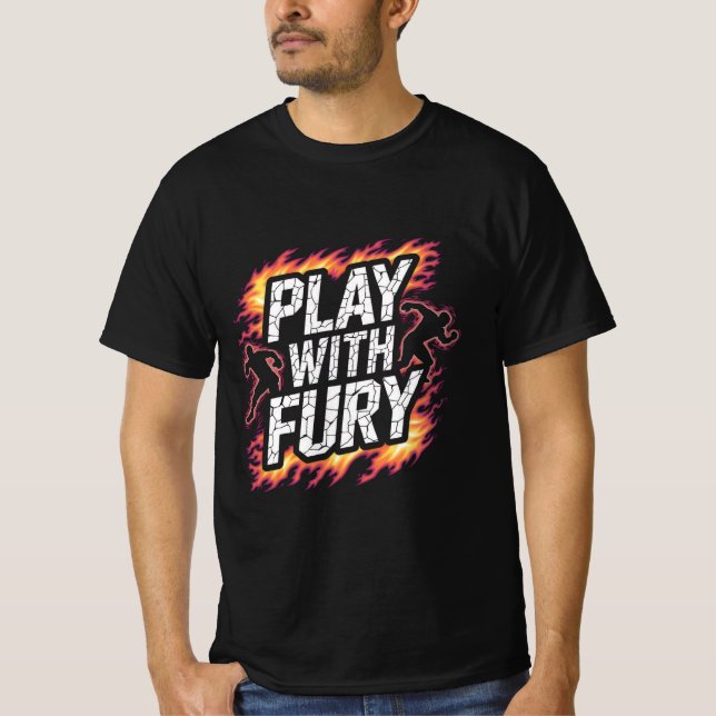 T-Shirt „Play With Fury – Intense Flame Runner“ (Vorderseite)