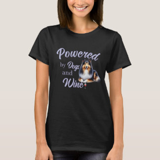 T-Shirt 'Powered By Dogs & Wine'