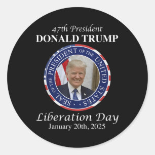 T-Shirt Präsident Donald Trump Li zum Tag der Befr Runder Aufkleber