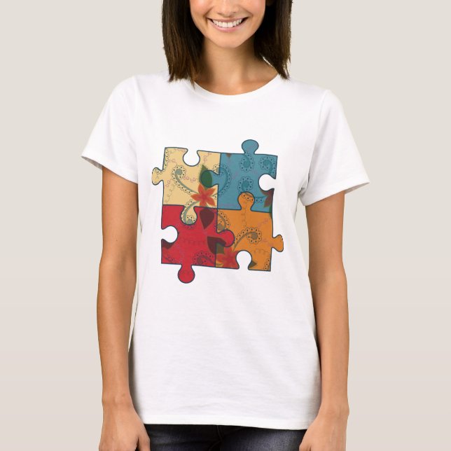 T - Shirt Puzzle Retro für Frauen nächste Stufe (Vorderseite)